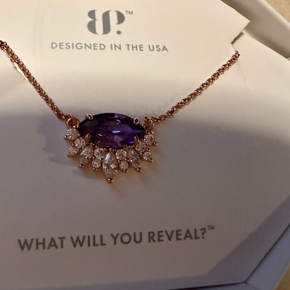 Bomb Party Rose Gold Necklace with Purple Amethyst and White Accents